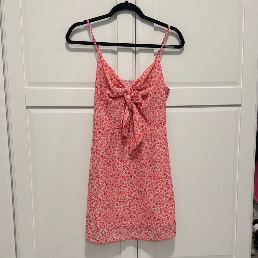 Pink Floral Tie-Front Mini Dress